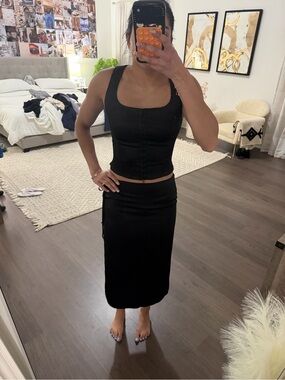 Wilfred Black Slip Midi Skirt